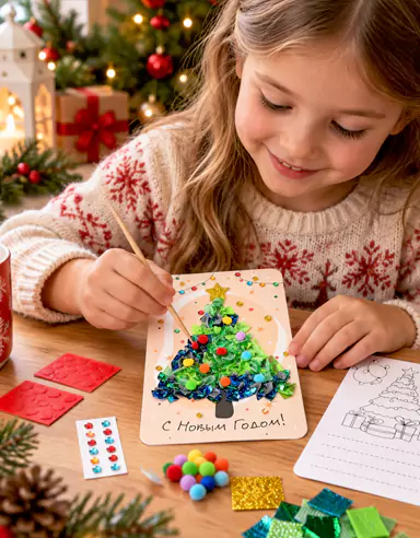 Kit de bricolaje para manualidades con pegatinas tridimensionales navideñas para niños